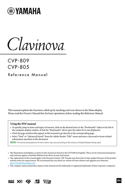 yamaha雅马哈CVP-809_CVP-805 Reference Manual